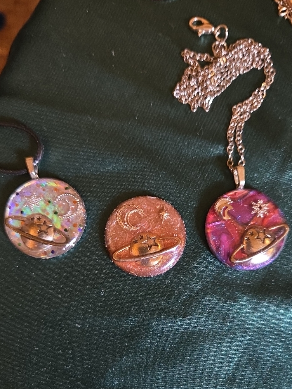 Hand Crafted Resin Planet Pendant Necklaces - Iridescent, Copper, Purple, Gold